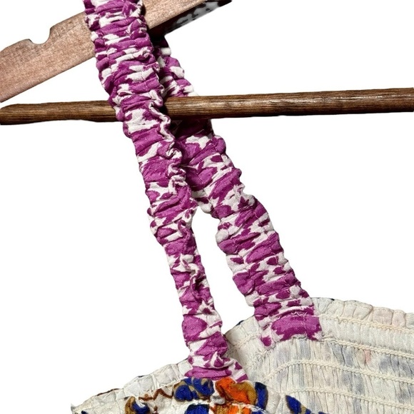 ANTHROPOLOGIE Smocked Paisley Print Square Neckline Cropped Tank Top - Picture 2 of 8